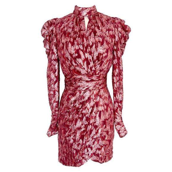 Jonathan Simkhai Pink Metallic Silk Georgette Mini Dress – Size 2 - Picture 2 of 6